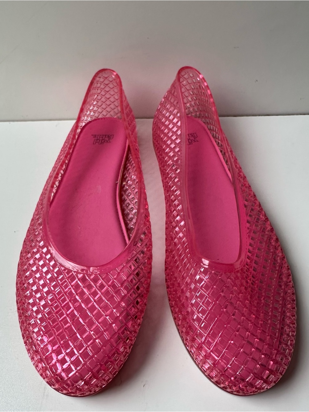 Wild Fable Pink Jelly Flats Shoes Women's Size 9 Woven Lattice Clear Casualdx